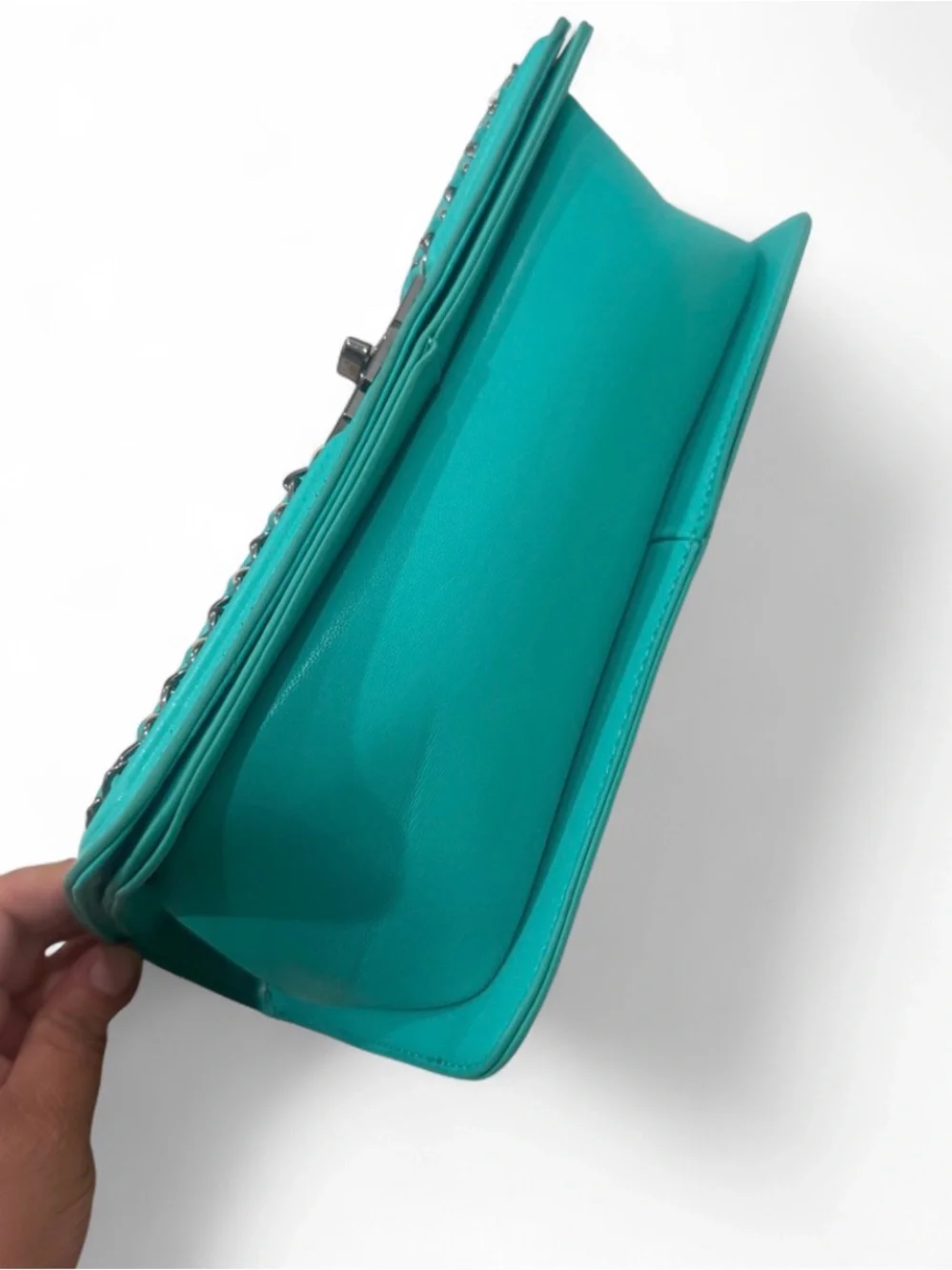 Badgley Mischka Turquoise Quilted Chain Shoulder Bag
